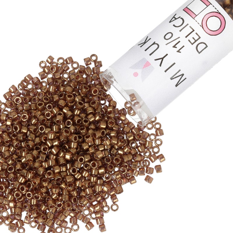 Miyuki Delica Seed Beads â€“ Size 11/0 (1.6 mm), DB0115, Transparent Luster Metallic Rose Gold, 7.2 g, Approx. 1440 Beads, Made in Japan - Image 1